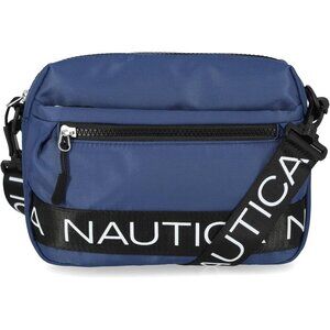 Women's Navy Blue Nylon Bean Crossbody Belt Bag Adjustable Shoulder Strap Zipper
